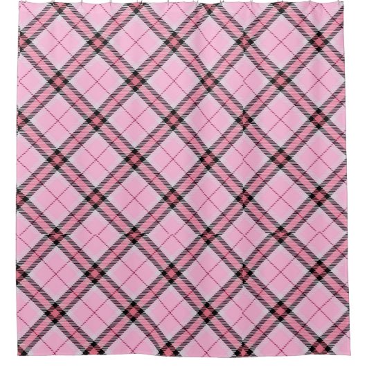 Roze en zwarte spelden douchegordijn (Voorkant)