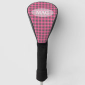 Roze en zwarte speldenknop golfheadcover (Voorkant)