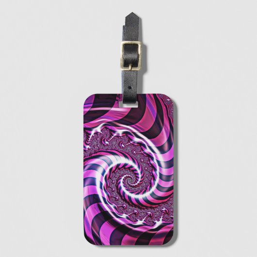 Roze en Zwarte Spiraal Illusie Bagagelabel (Voorkant (verticaal))