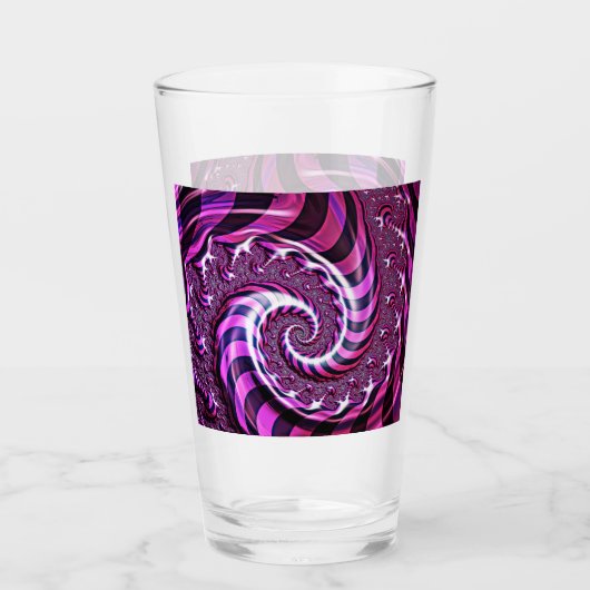 Roze en Zwarte Spiraal Illusie Glas Tumbler (Voorkant)