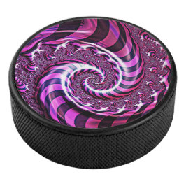 Roze en Zwarte Spiraal Illusie Hockey Puck