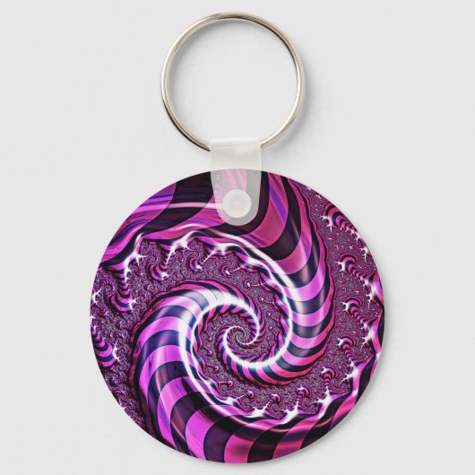 Roze en Zwarte Spiraal Illusion Button Sleutelring Sleutelhanger (Voorkant)