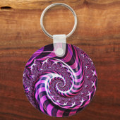 Roze en Zwarte Spiraal Illusion Button Sleutelring Sleutelhanger (Voorkant)