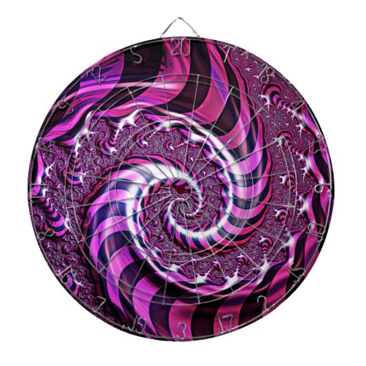 Roze en zwarte Spiraal Illusion Dartboard Dartbord (Voorkant)