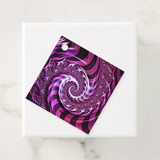 Roze en Zwarte Spiraal Illusion Favor Labels (In situ)