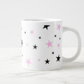 Roze en zwarte Star Jumbo Coffee-Mok Grote Koffiekop (Rechts)