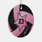 Roze en zwarte Star Volleyball Keramisch Ornament (Rechts)