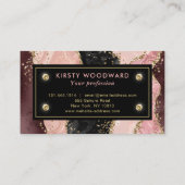 Roze en zwarte steen met Gold Glitter Agate Visitekaartje (Achterkant)