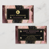 Roze en zwarte steen met Gold Glitter Agate Visitekaartje (Voorkant / Achterkant)