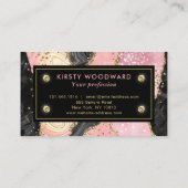 Roze en zwarte steen met Gold Glitter Agate Visitekaartje (Achterkant)