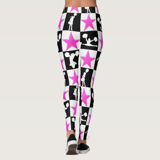 ROZE EN ZWARTE STERREN CHEERLEADER LEGGINGS (Achterkant)