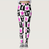 ROZE EN ZWARTE STERREN CHEERLEADER LEGGINGS (Voorkant)