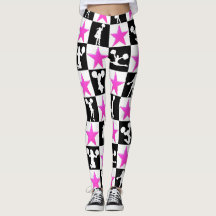 ROZE EN ZWARTE STERREN CHEERLEADER LEGGINGS