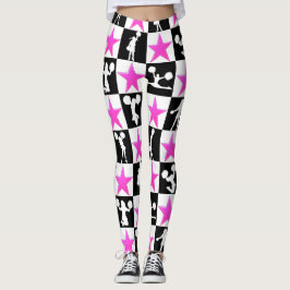 ROZE EN ZWARTE STERREN CHEERLEADER LEGGINGS
