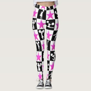 ROZE EN ZWARTE STERREN CHEERLEADER LEGGINGS