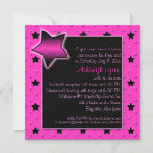 Roze en zwarte sterren Sweet Sixteen-uitnodiging Kaart (Achterkant)