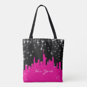 Roze en zwarte Sterrennacht - New York Skyline Tote Bag (Achterkant)