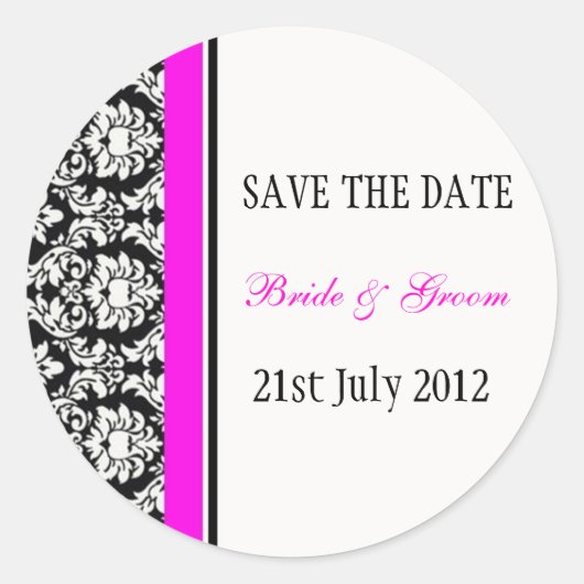 Roze en zwarte Stickers voor het huwelijk (Voorkant)