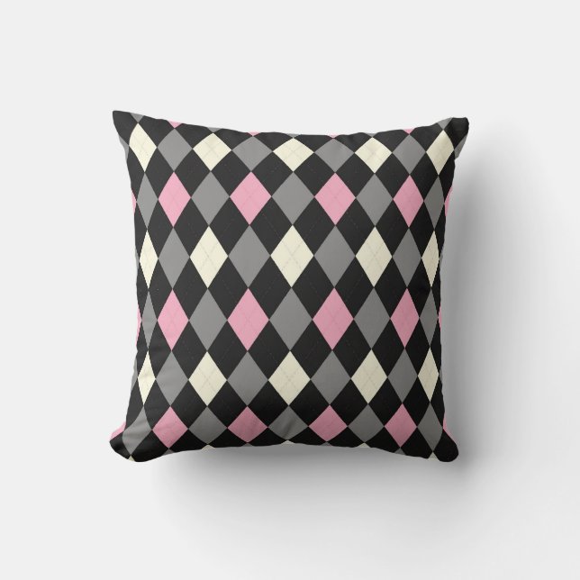 Roze en zwarte stijl kussen (Voorkant)