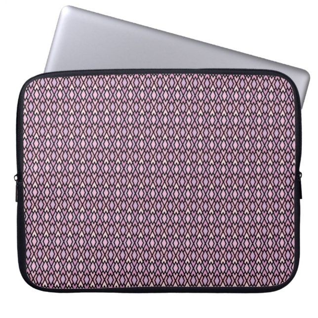 Roze en zwarte stijl laptop sleeve (Voorkant)