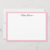 Roze en zwarte stijl op maat notitiekaartje (Voorkant)