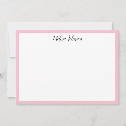 Roze en zwarte stijl op maat notitiekaartje (Voorkant)