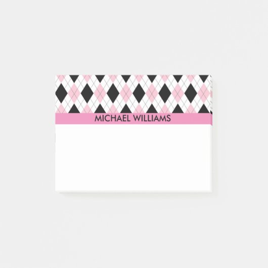 Roze en zwarte stijlpatroon met roze strepen post-it® notes (Voorkant)