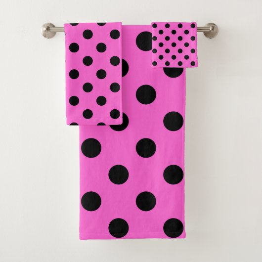 Roze en zwarte stip bad handdoek (Insitu)