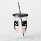 Roze en zwarte Stippen Acryl Drinkbeker (Links)