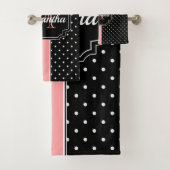 Roze en zwarte Stippen Bad Handdoek (Insitu)