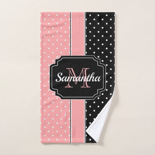 Roze en zwarte Stippen Bad Handdoek (Handdoek)