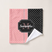 Roze en zwarte Stippen Bad Handdoek (Wasdoekje)