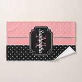 Roze en zwarte Stippen Bad Handdoek (Handdoek)