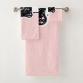 Roze en zwarte Stippen Bad Handdoek (Insitu)