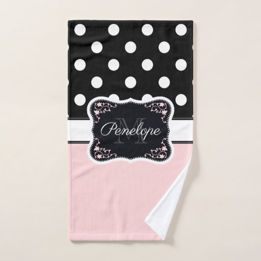 Roze en zwarte Stippen Bad Handdoek (Handdoek)