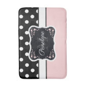 Roze en zwarte Stippen Badmat (Voorkant Verticaal)