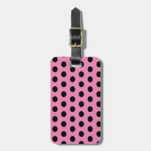 Roze en Zwarte Stippen Bagagelabel (Voorkant verticaal)