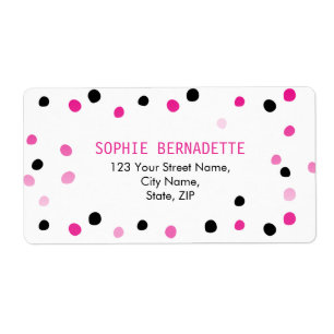 Roze en zwarte Stippen Etiket