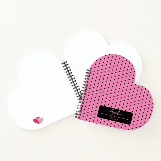 Roze en zwarte stippen hart notitieboek (Binnen)