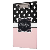 Roze en zwarte Stippen Klembord (Links)