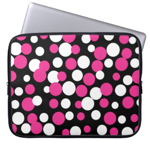 Roze en zwarte Stippen laptophoes Laptop Sleeve