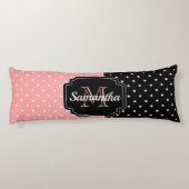 Roze en zwarte Stippen Lichaamskussen (Achterkant)
