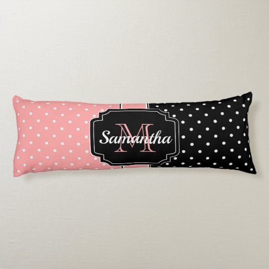 Roze en zwarte Stippen Lichaamskussen (Achterkant)