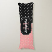 Roze en zwarte Stippen Lichaamskussen (Voorkant Verticaal)