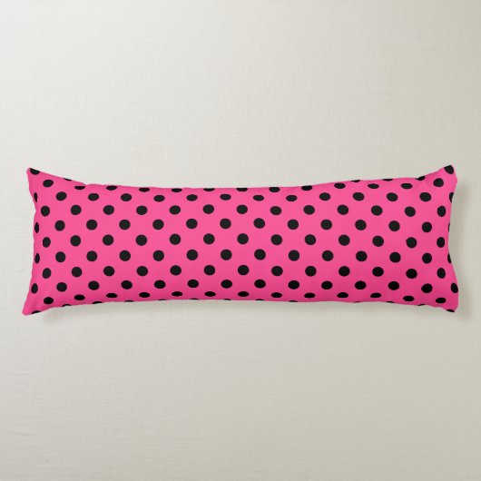 Roze en Zwarte Stippen Lichaamskussen (Voorkant)