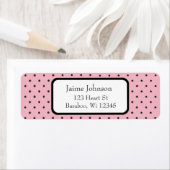 Roze en zwarte Stippen Retouradres Sticker (Insitu)