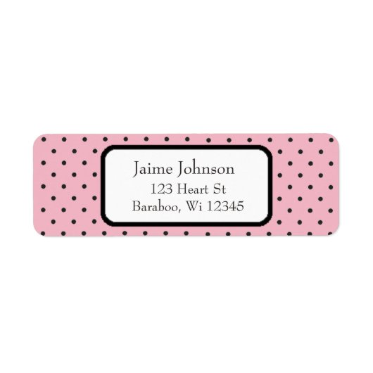 Roze en zwarte Stippen Retouradres Sticker (Voorkant)