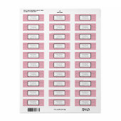 Roze en zwarte Stippen Retouradres Sticker (Full Sheet)