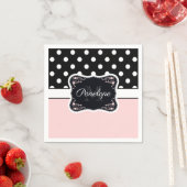 Roze en zwarte Stippen Servet (Insitu)