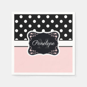 Roze en zwarte Stippen Servet